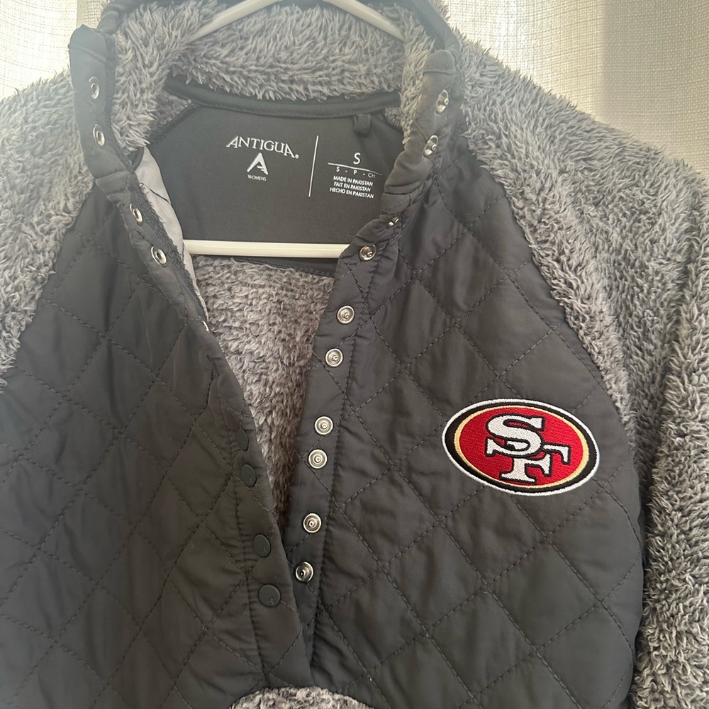 Antigua Charcoal Quilted Jacket with sF 49ers Logo